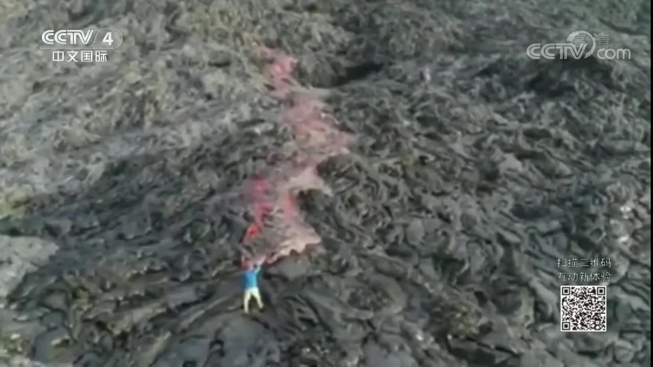 [视频]美国夏威夷：男子近距离拍摄火山岩浆
