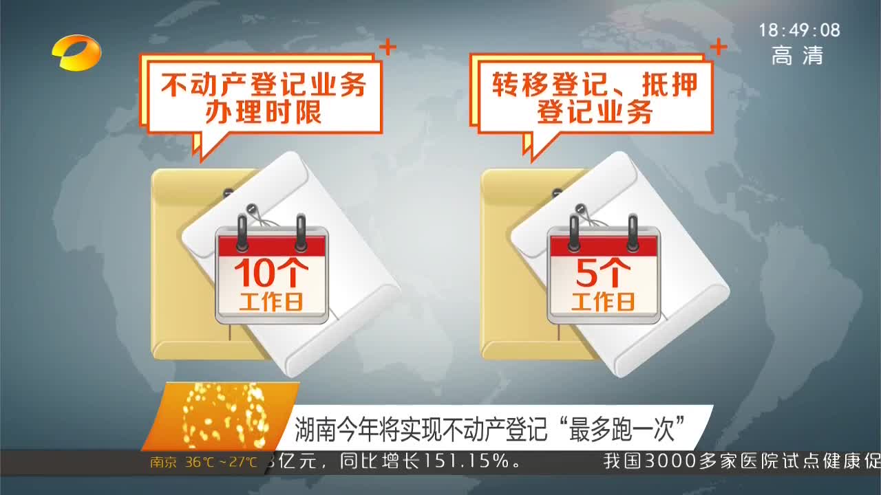 湖南今年将实现不动产登记“最多跑一次”