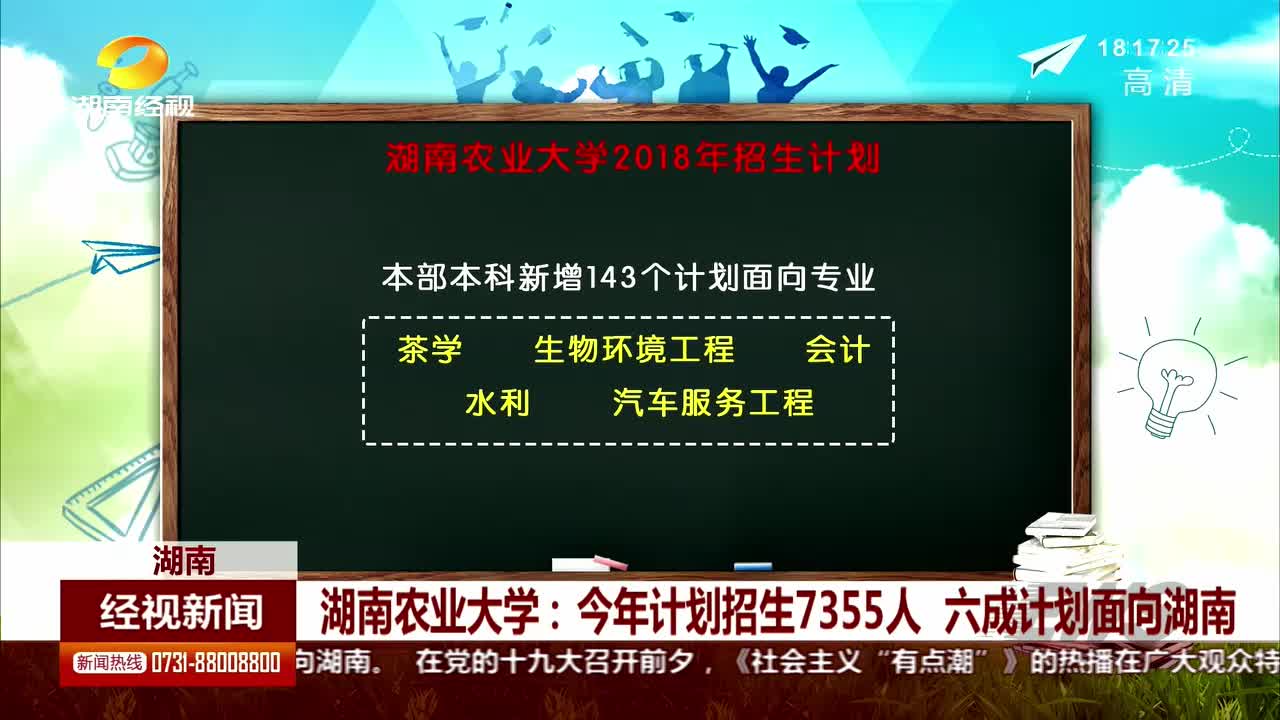 湖南农业大学：今年计划招生7355人 六成计划面向湖南