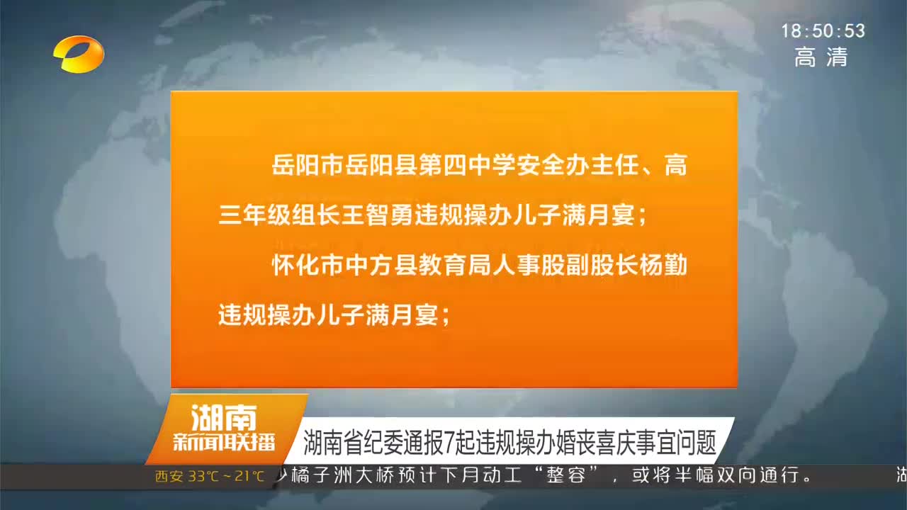 湖南省纪委通报7起违规操办婚丧喜庆事宜问题