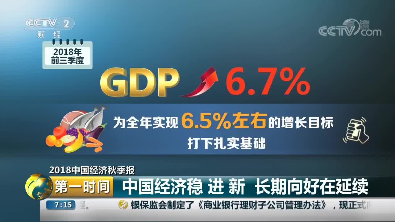 [视频]2018中国经济秋季报 前三季度国内生产总值同比增6.7%