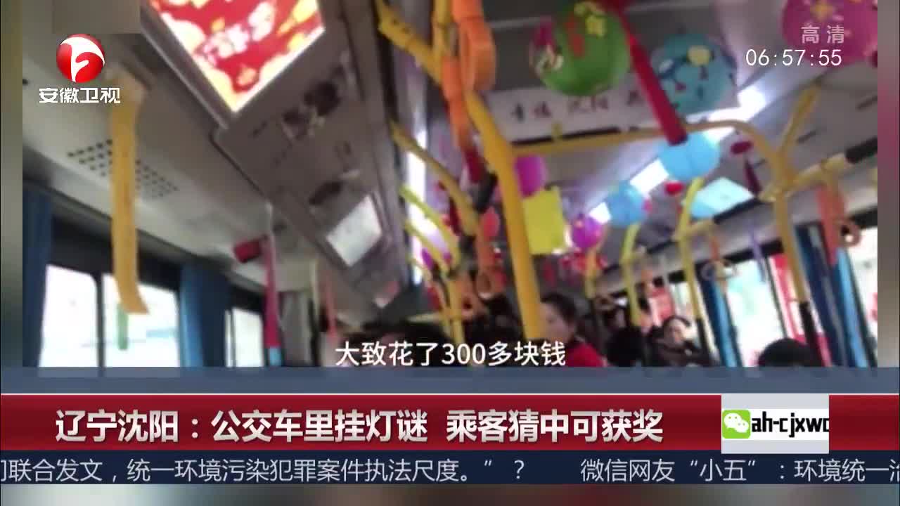 [视频]辽宁沈阳：公交车里挂灯谜 乘客猜中可获奖