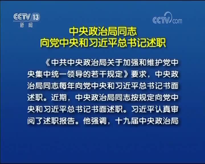 [视频]中央政治局同志向党中央和习近平总书记述职