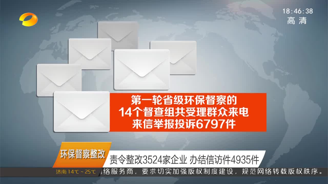 （环保督察整改）责令整改3524家企业 办结信访件4935件