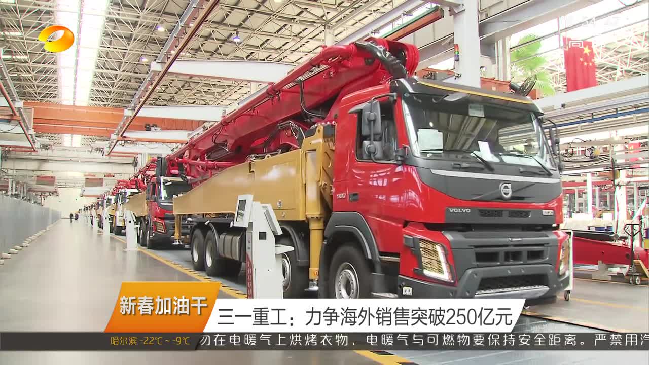 三一重工：力争海外销售突破250亿元